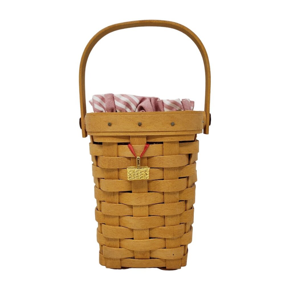 Longaberger Horizon of Hope Basket 1998 Liner Protector Gold Tone Charm